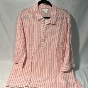 J. Jill Tangerine striped Women's 3X  Linen Tunic Top